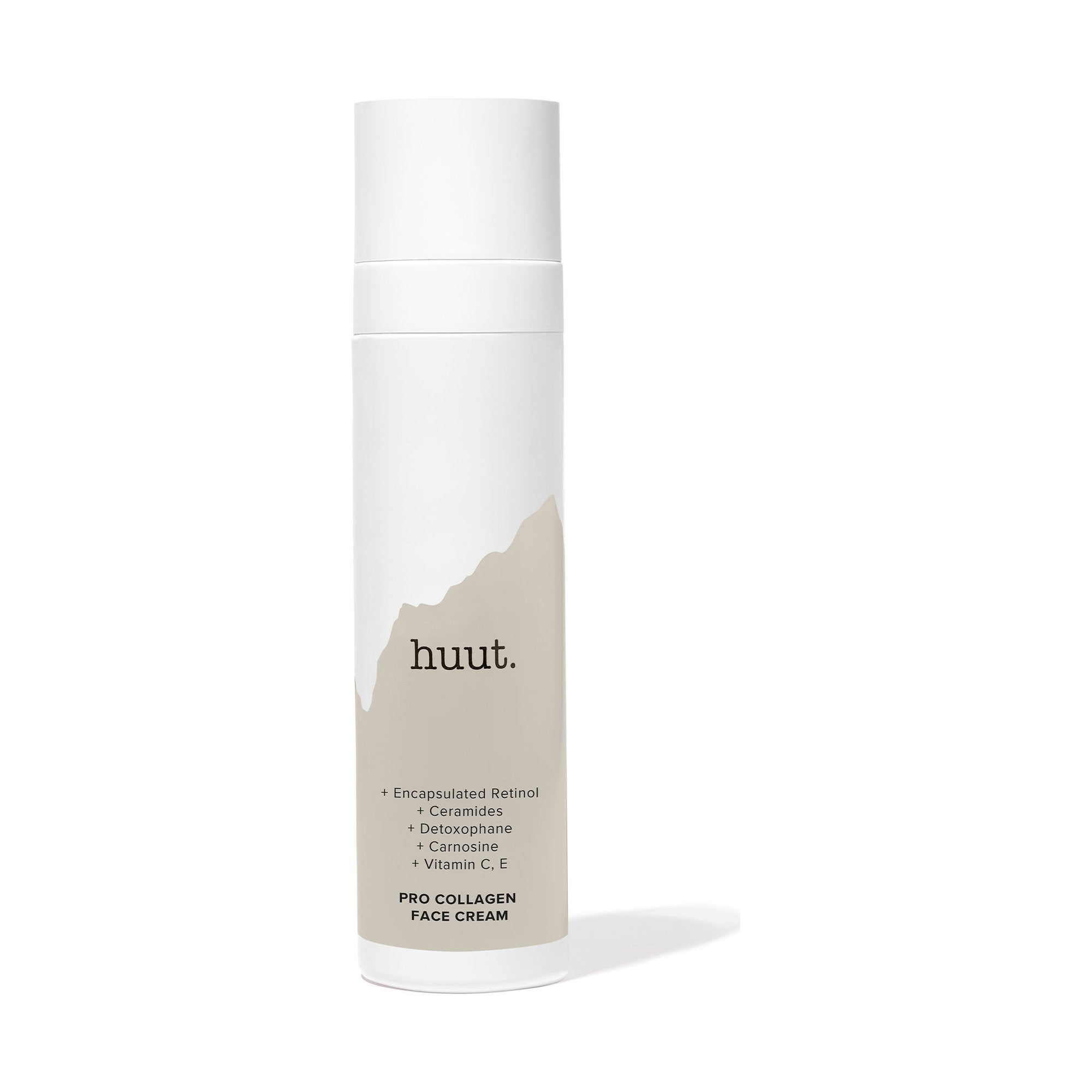 Pro Collagen Face Cream von huut., Packshot der Spenderflasche vor weißem Hintergrund