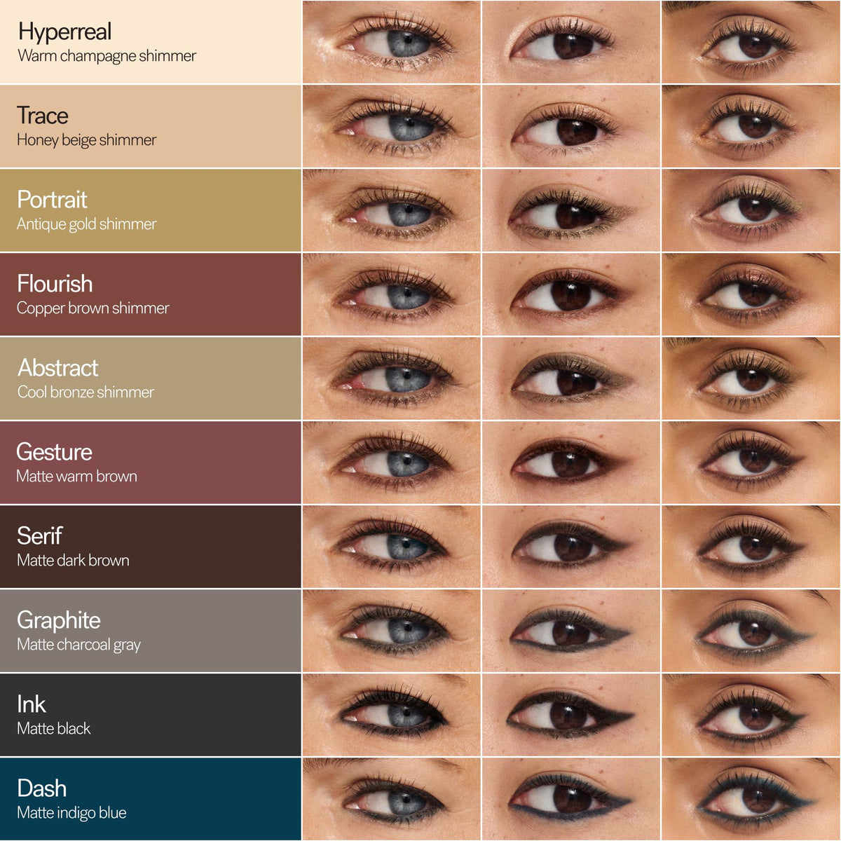 ILIA Beauty Thru Line Waterproof Eyeliner – alle 10 Farbtöne am Auge