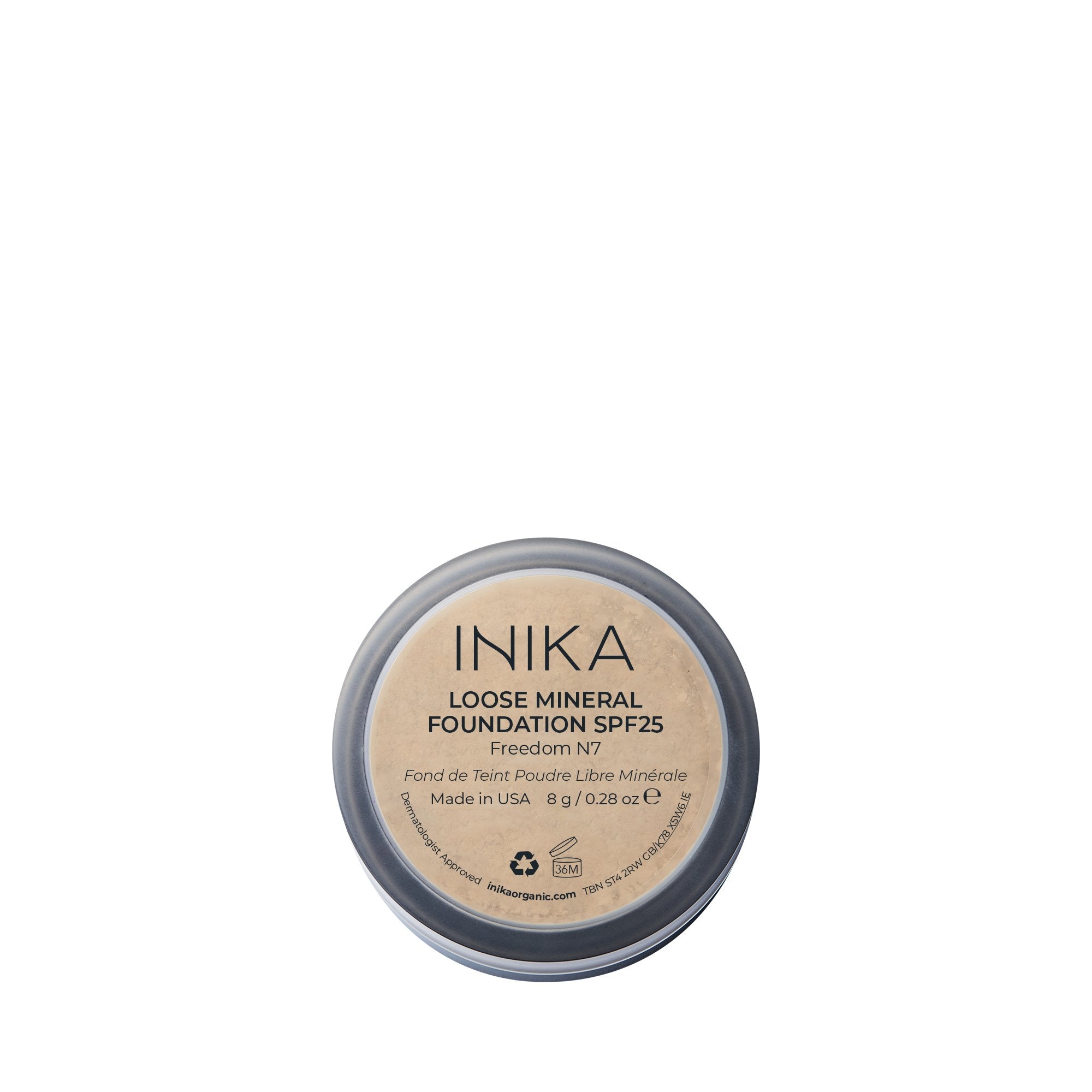 INIKA Organic Loose Mineral Foundation SPF25 Freedom Rückseite