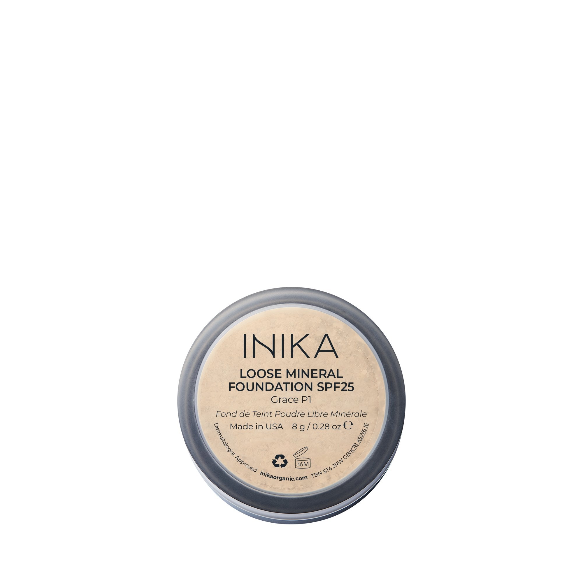 INIKA Organic Loose Mineral Foundation SPF25 Grace Rückseite
