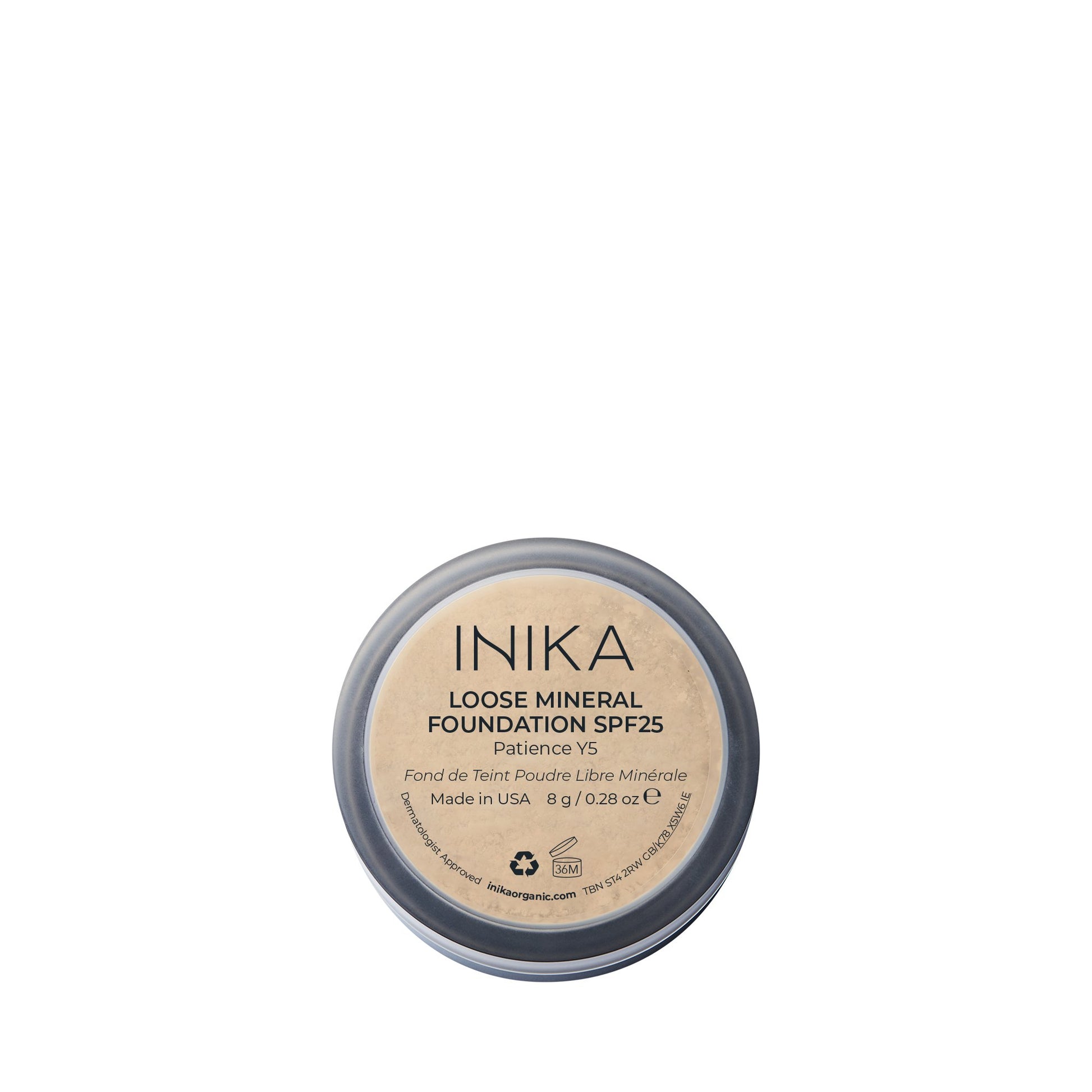 INIKA Organic Loose Mineral Foundation SPF25 Patience Rückseite