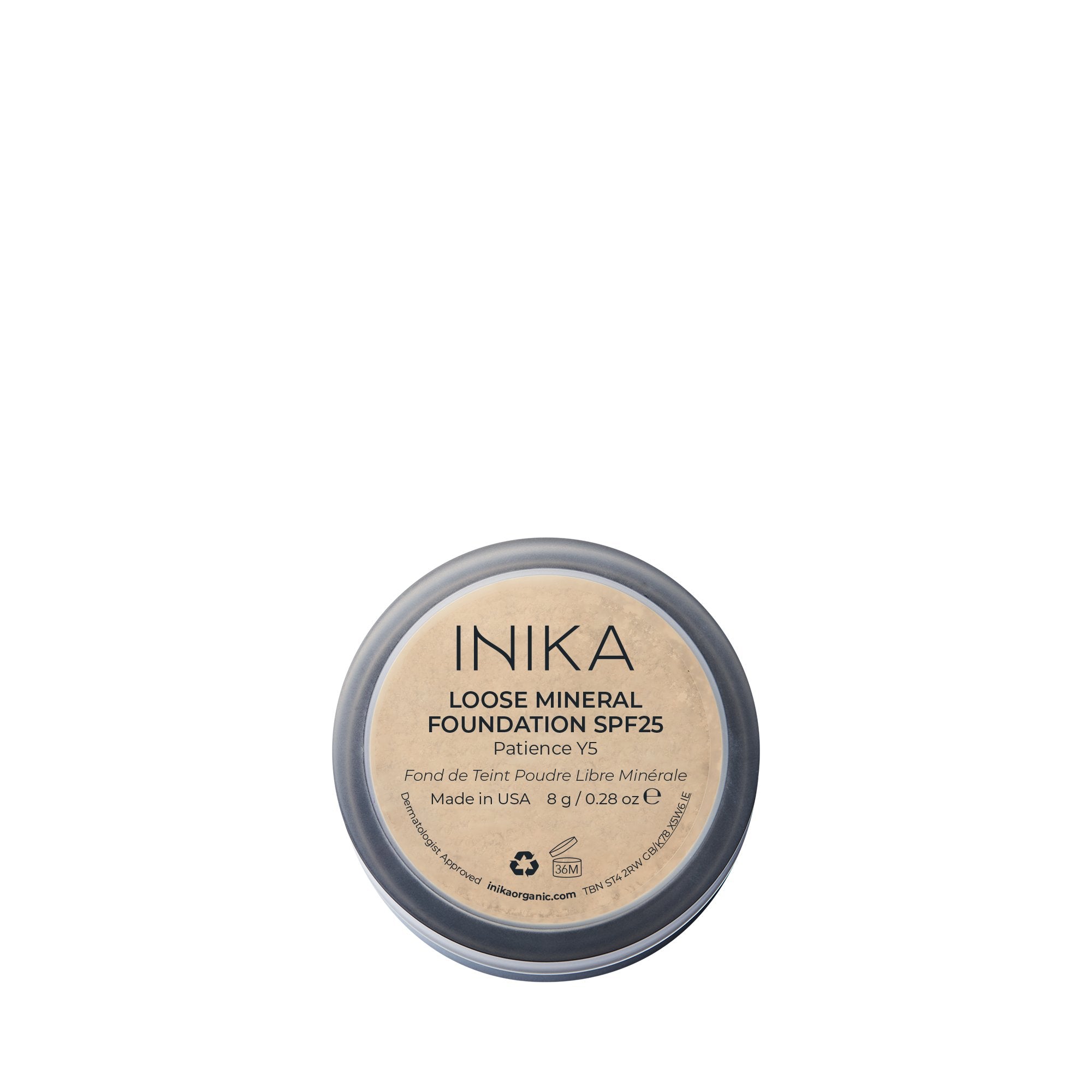 INIKA Organic Loose Mineral Foundation SPF25 Patience Rückseite