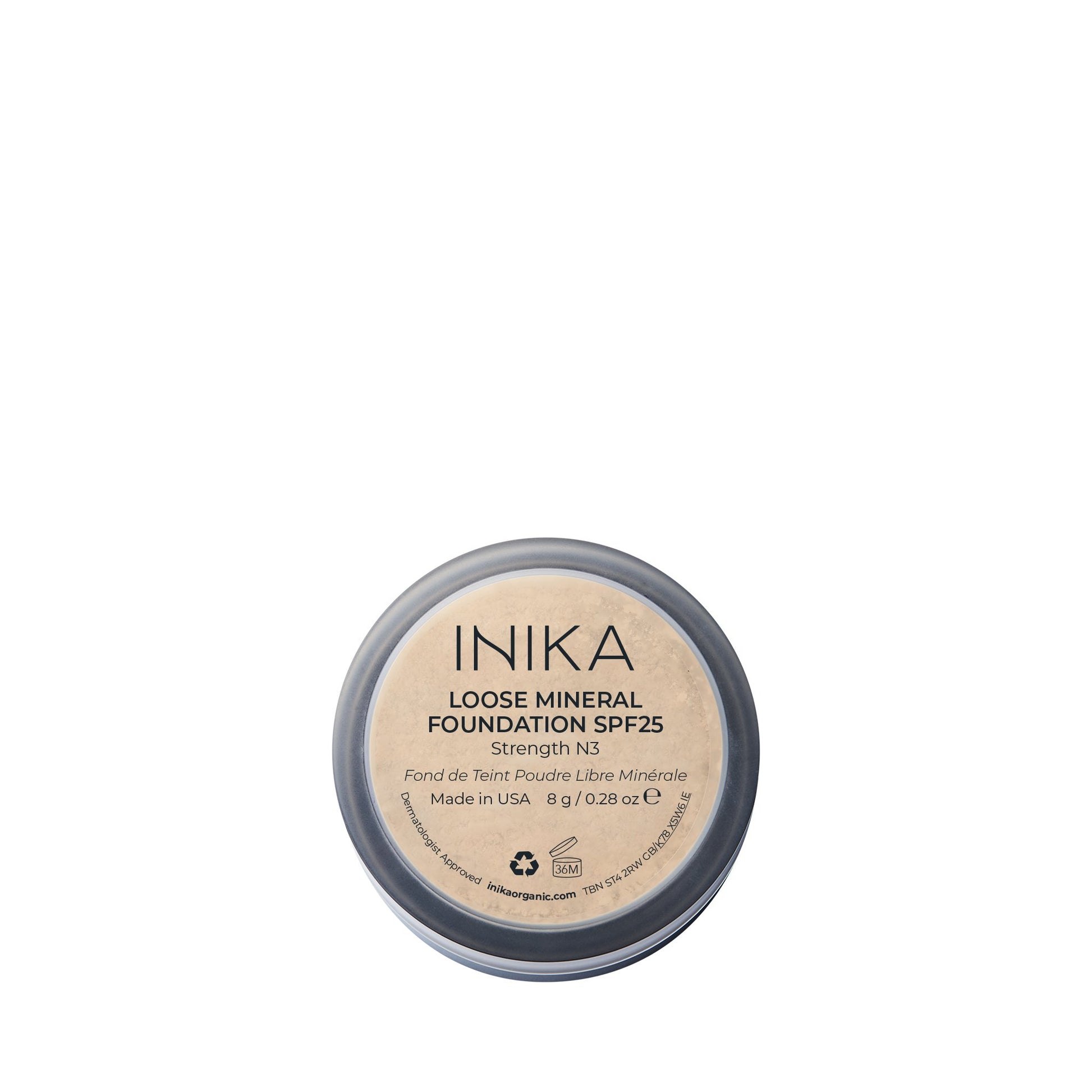 INIKA Organic Loose Mineral Foundation SPF25 Strength Rückseite