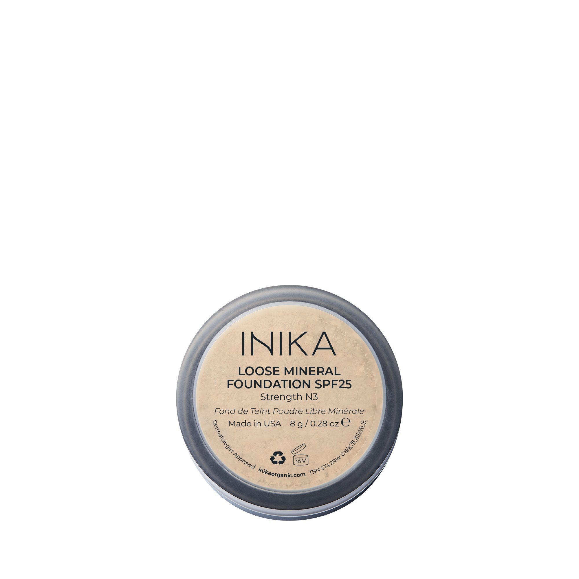 INIKA Organic Loose Mineral Foundation SPF25 Strength Rückseite