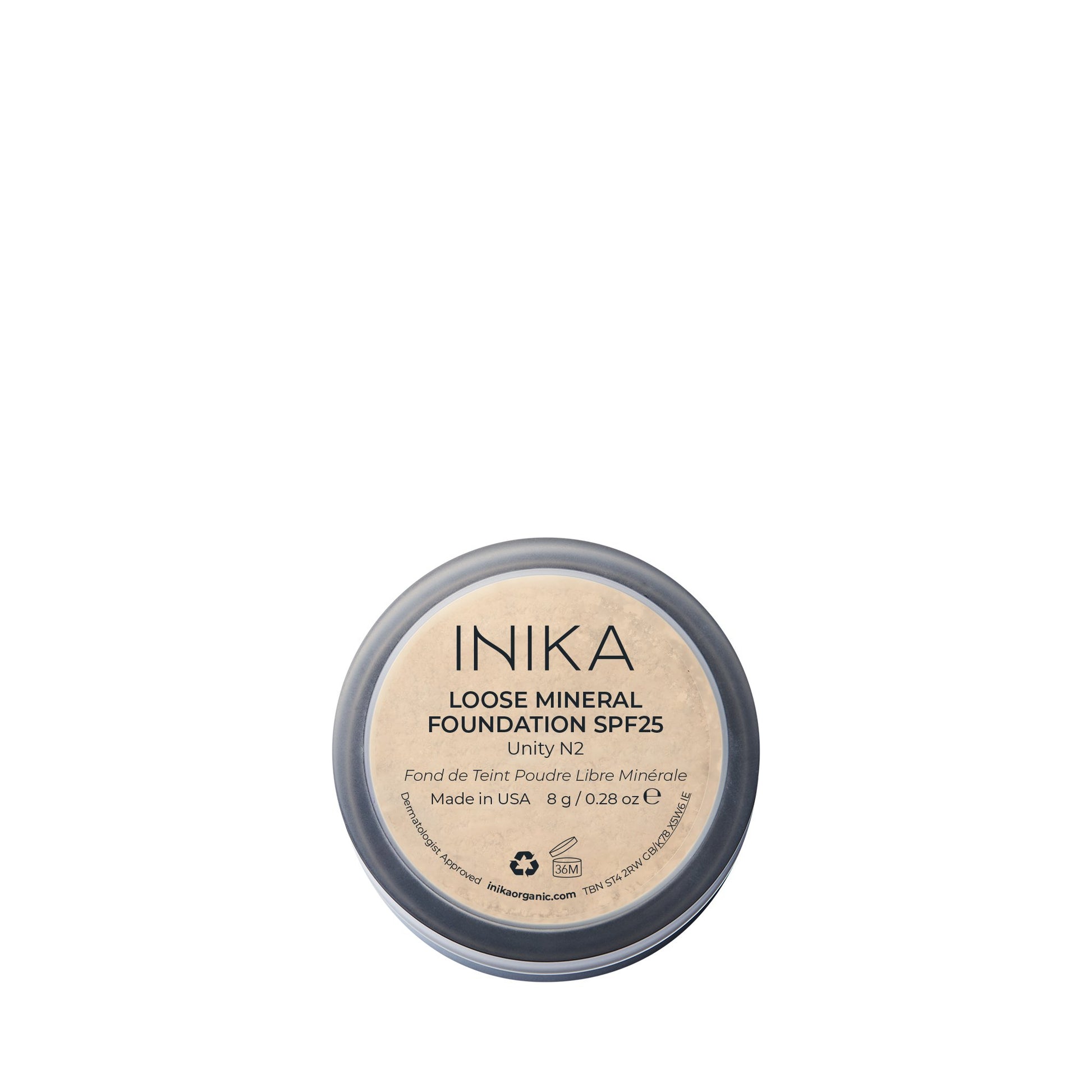 INIKA Organic Loose Mineral Foundation SPF25 Unity Rückseite