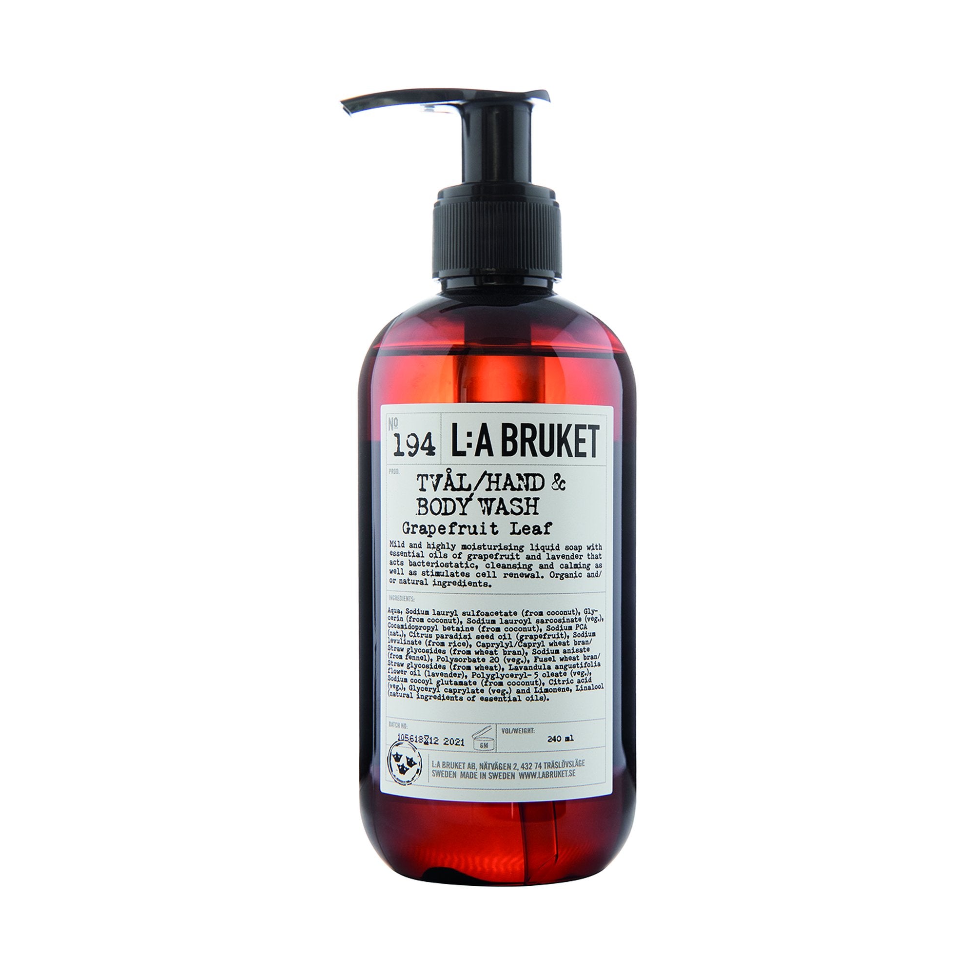 L:A BRUKET No 194 Hand & Body Wash Grapefruit Leaf