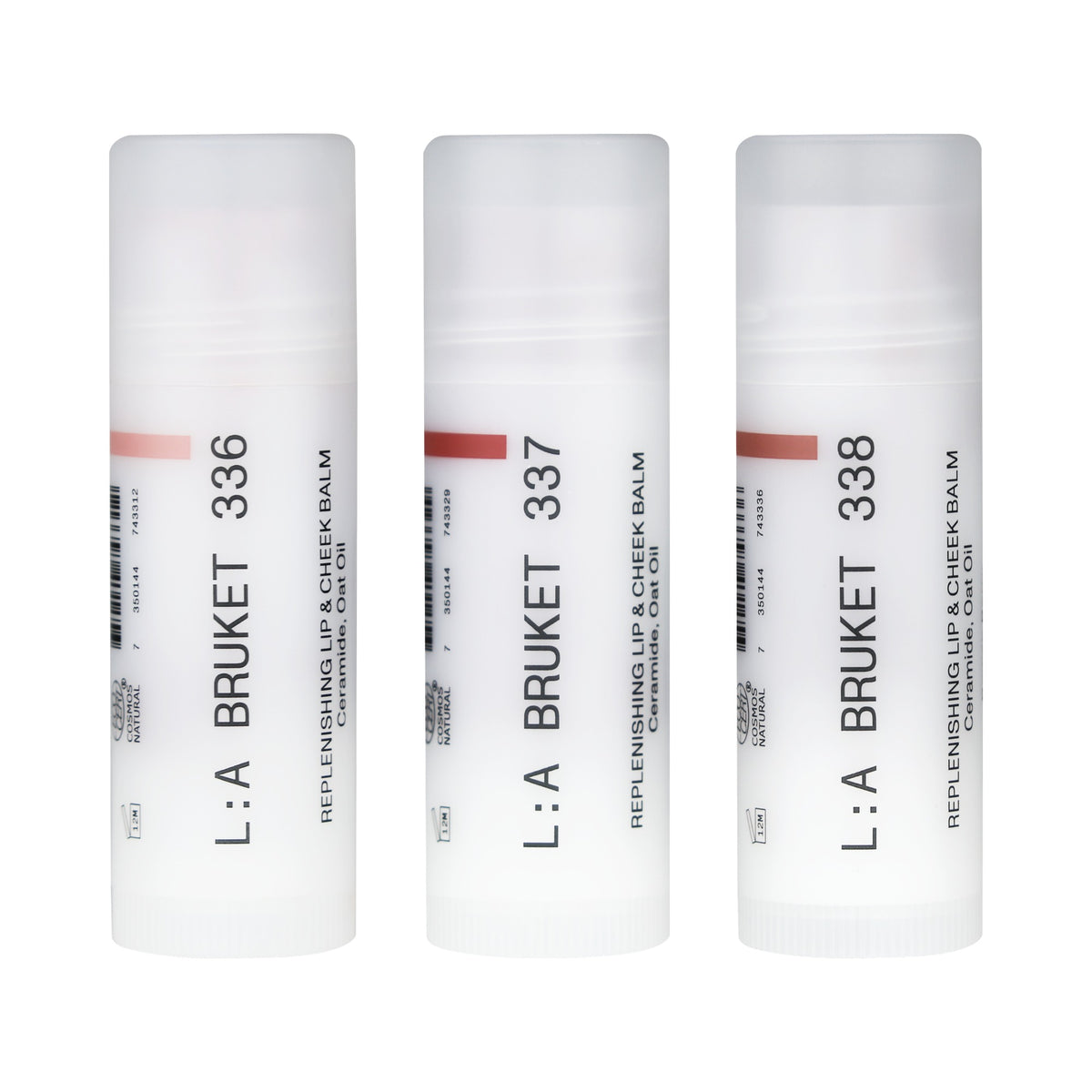 L:A BRUKET Replenishing Lip & Cheek Balm – alle drei Farbtöne 336, 337, 338