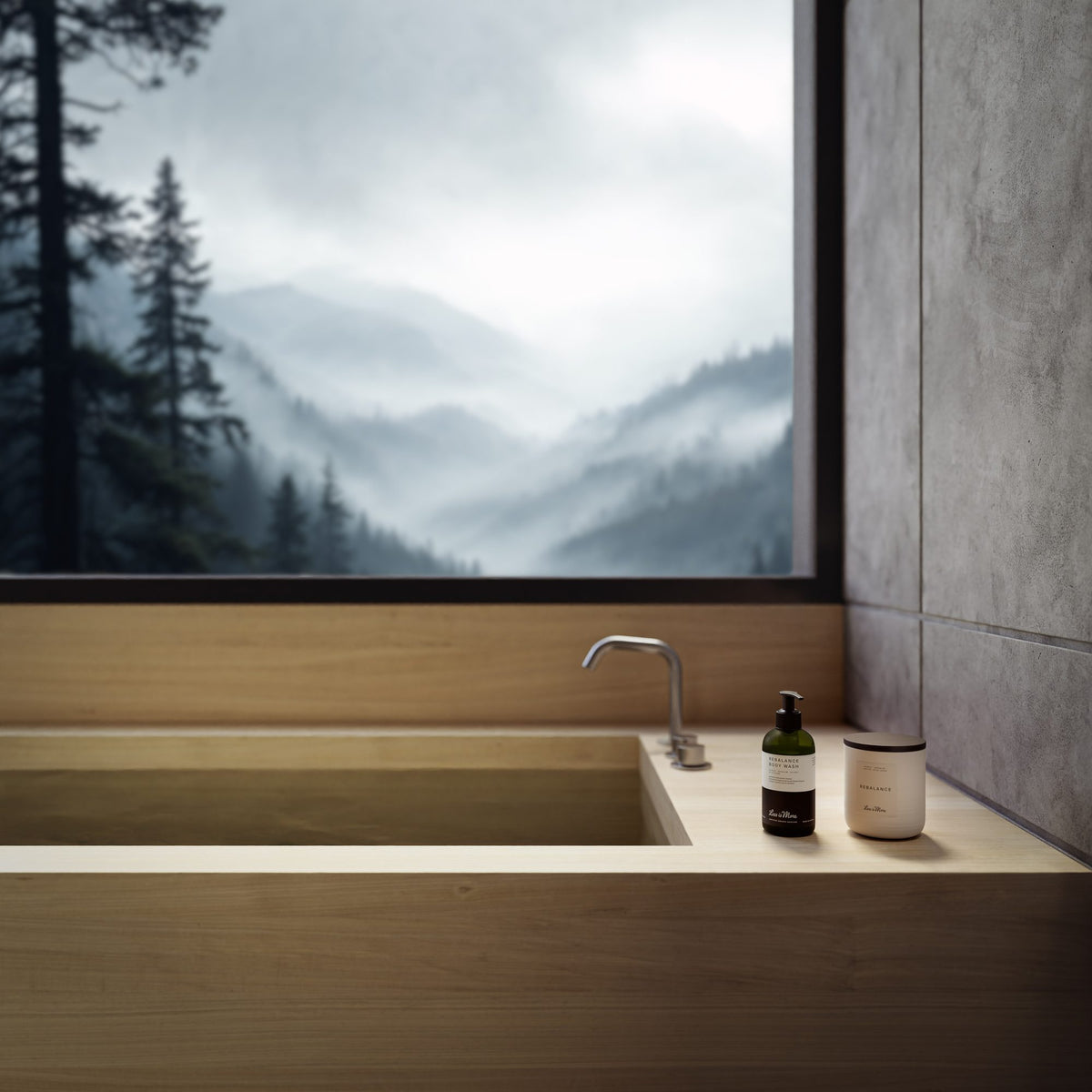 Less is More Rebalance – Badewanne mit Blick auf den Wald