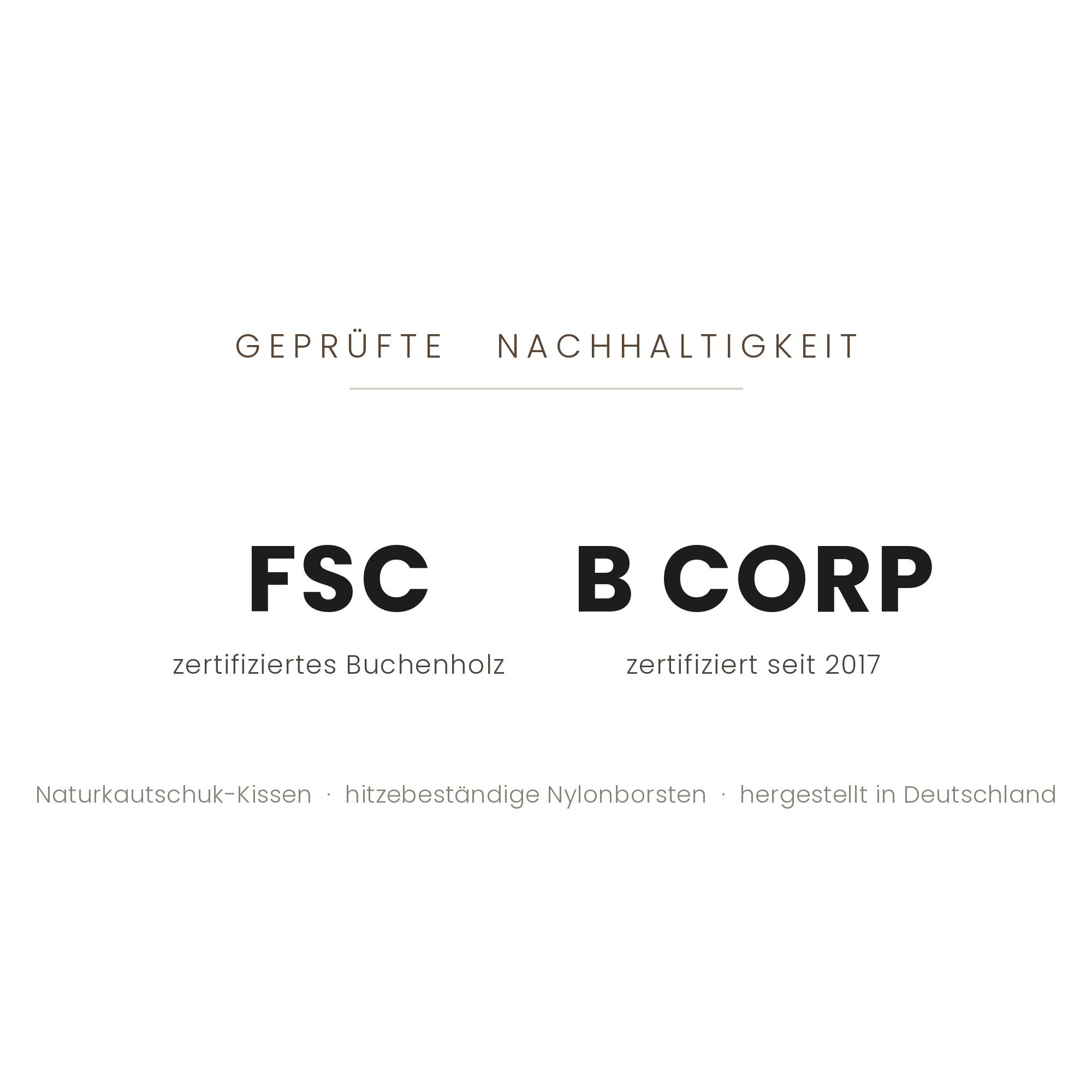 Less is More Haarbürste: FSC-zertifiziertes Buchenholz und B-Corp-Unternehmen