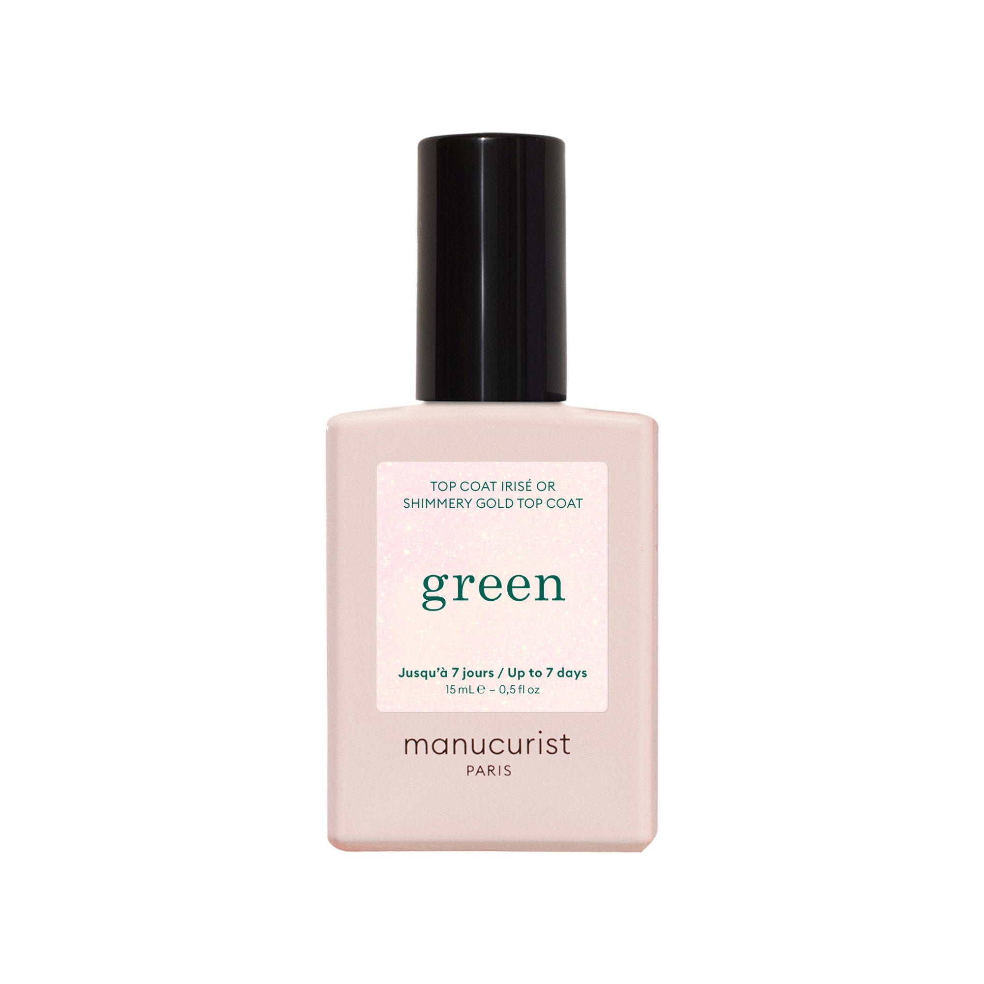 Manucurist Shimmery Gold Top Coat 15ml, Flakon der Serie green mit goldenem Schimmer