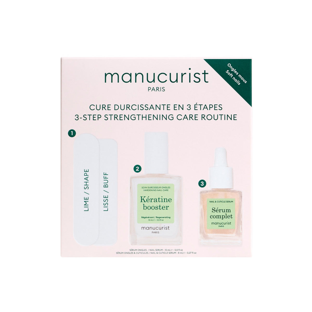 Manucurist 3-Step Strengthening Care Routine – Pflegeset-Box für weiche Nägel