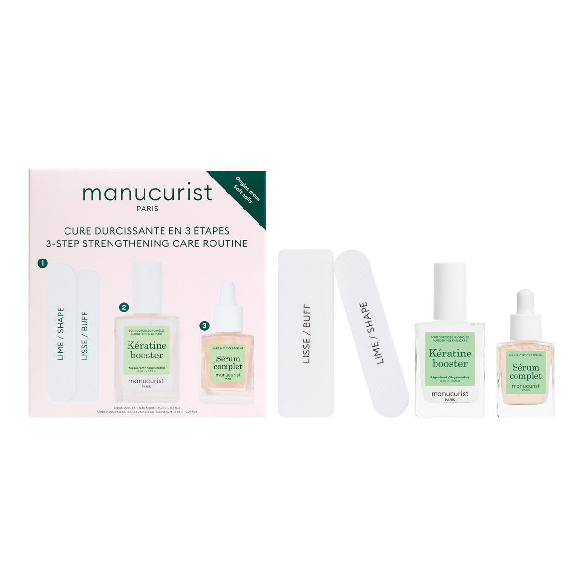 Manucurist Strengthening Care Routine – Box mit Feilen, Kératine Booster und Sérum Complet