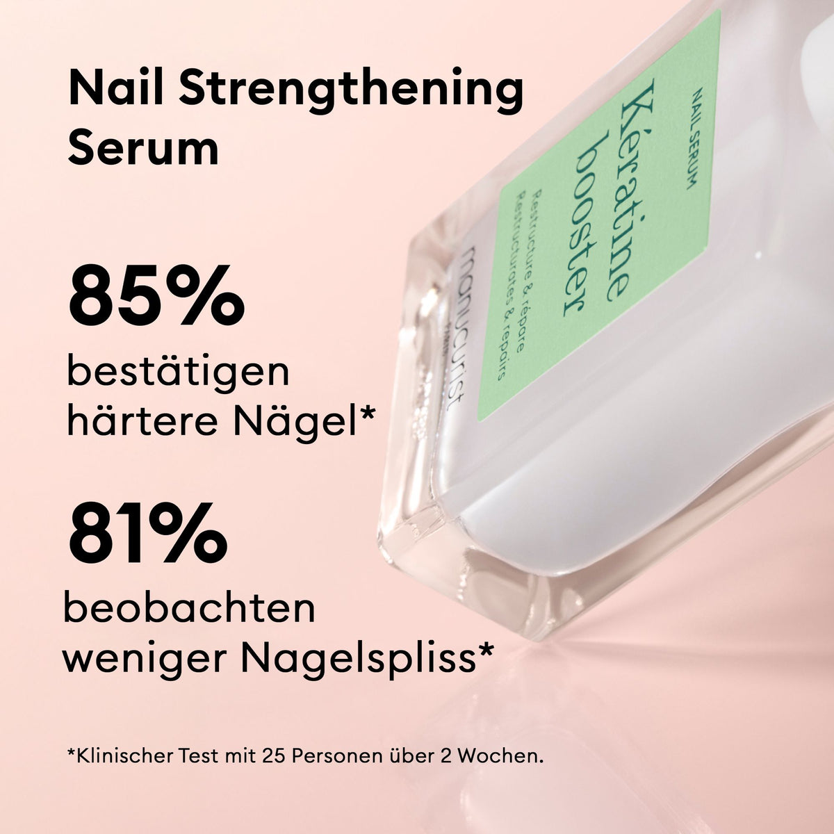 Manucurist Kératine Booster – stärkendes Nagelserum, Ergebnis laut Herstellertest