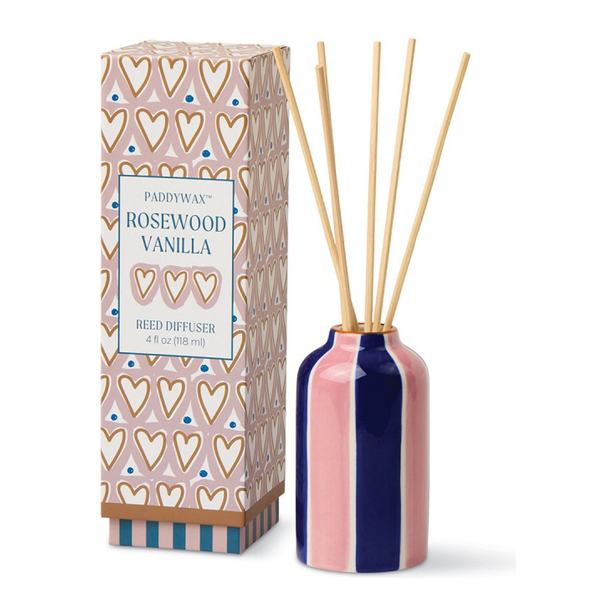Paddywax A Dopo Keramik-Diffuser Hearts – Rosewood Vanilla, 118ml – Packshot mit Schachtel