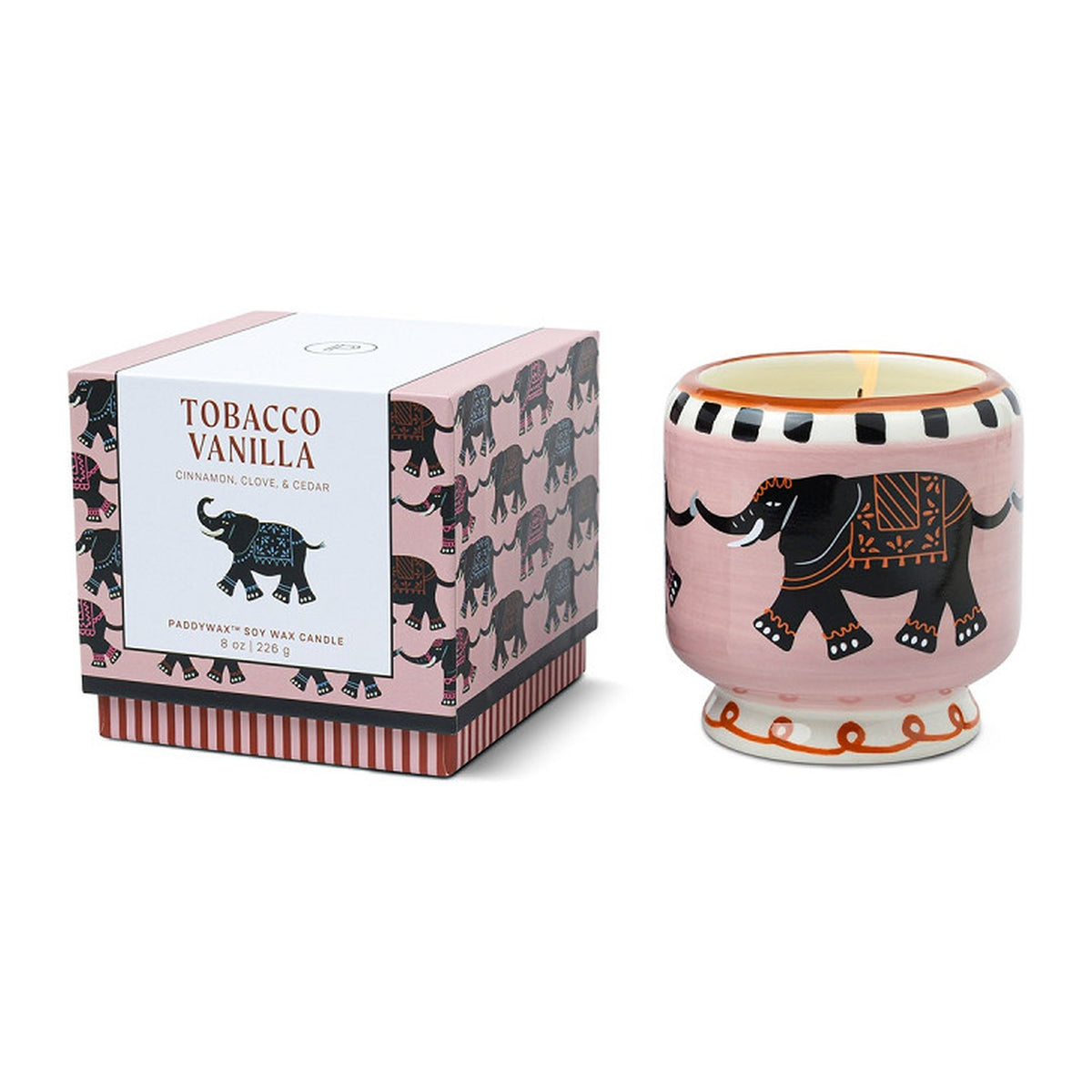 Paddywax A Dopo Keramik-Duftkerze Elephant – Tobacco Vanilla, 226g – Verpackung
