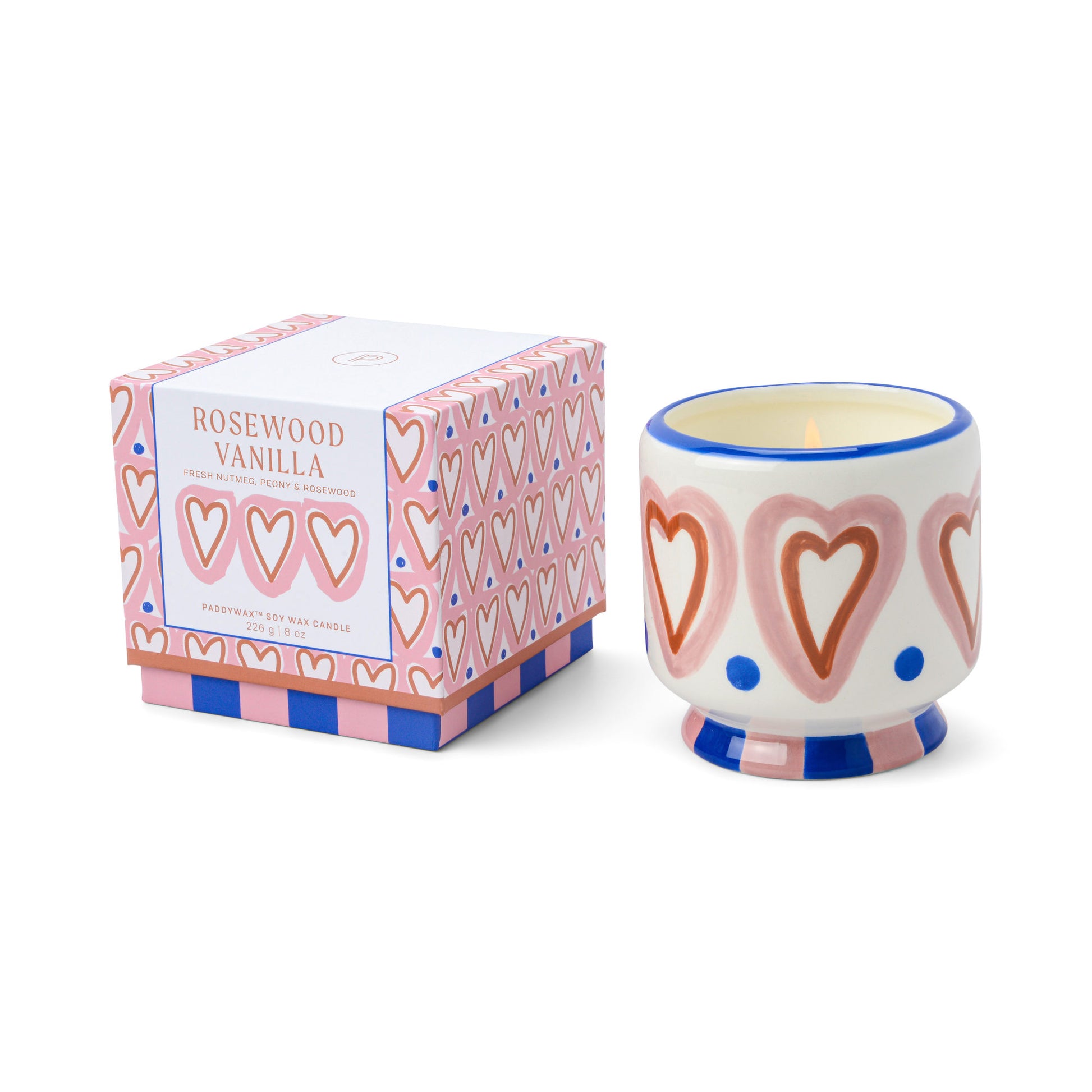 Paddywax A Dopo Keramik-Duftkerze Hearts – Rosewood Vanilla, 226g – Packshot