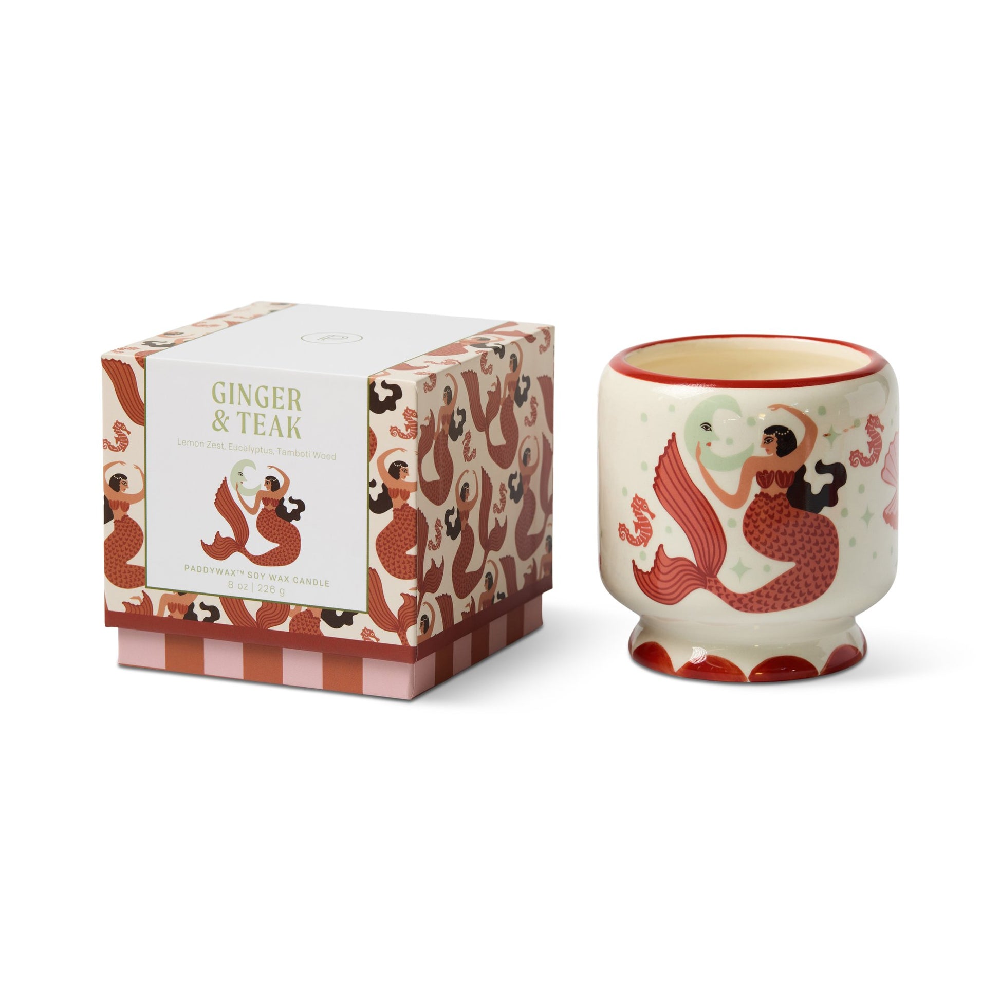 Paddywax A Dopo Keramik-Duftkerze Mermaid & Moon – Ginger & Teak, 226g – Packshot