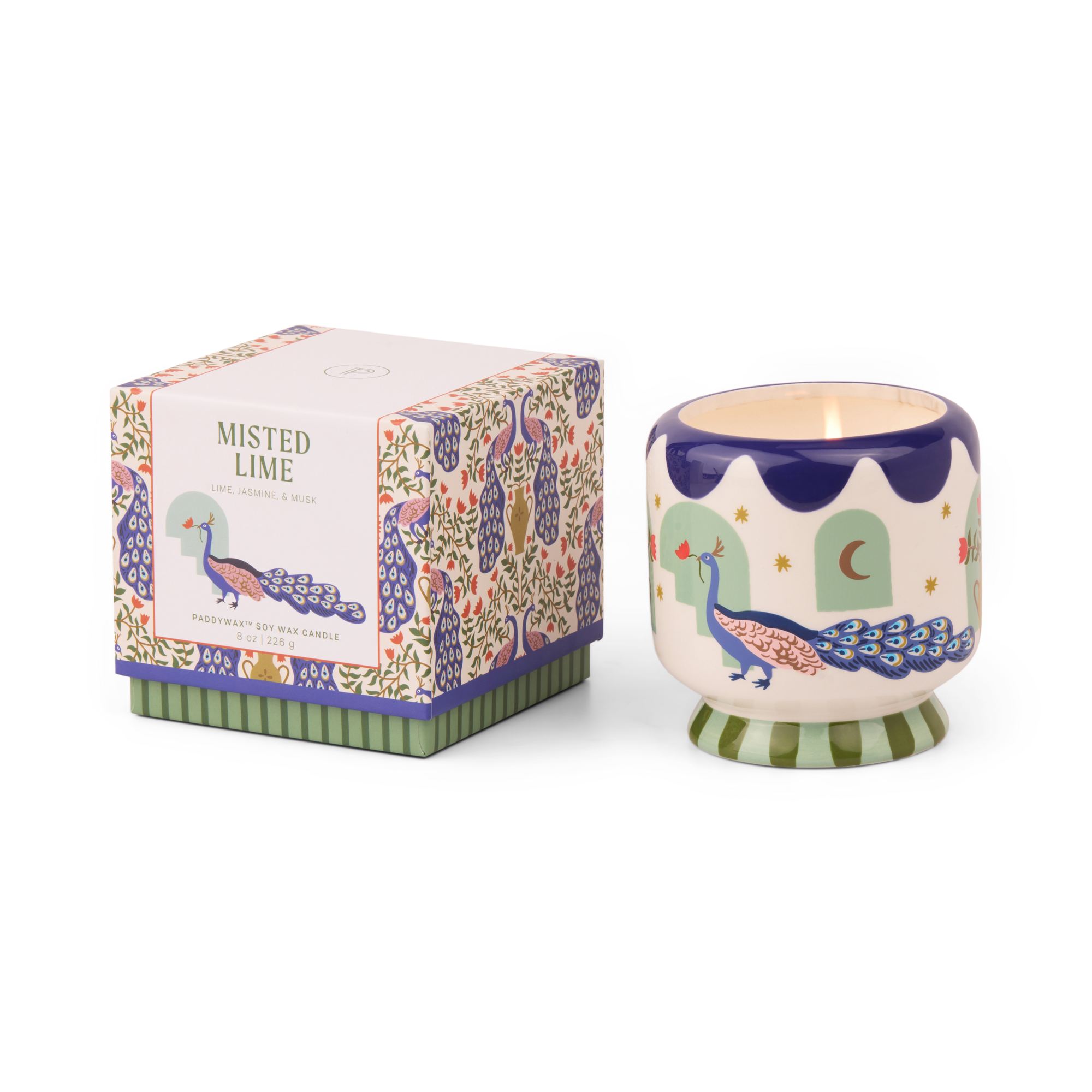 Paddywax A Dopo Keramik-Duftkerze Peacock – Misted Lime, 226g – Packshot