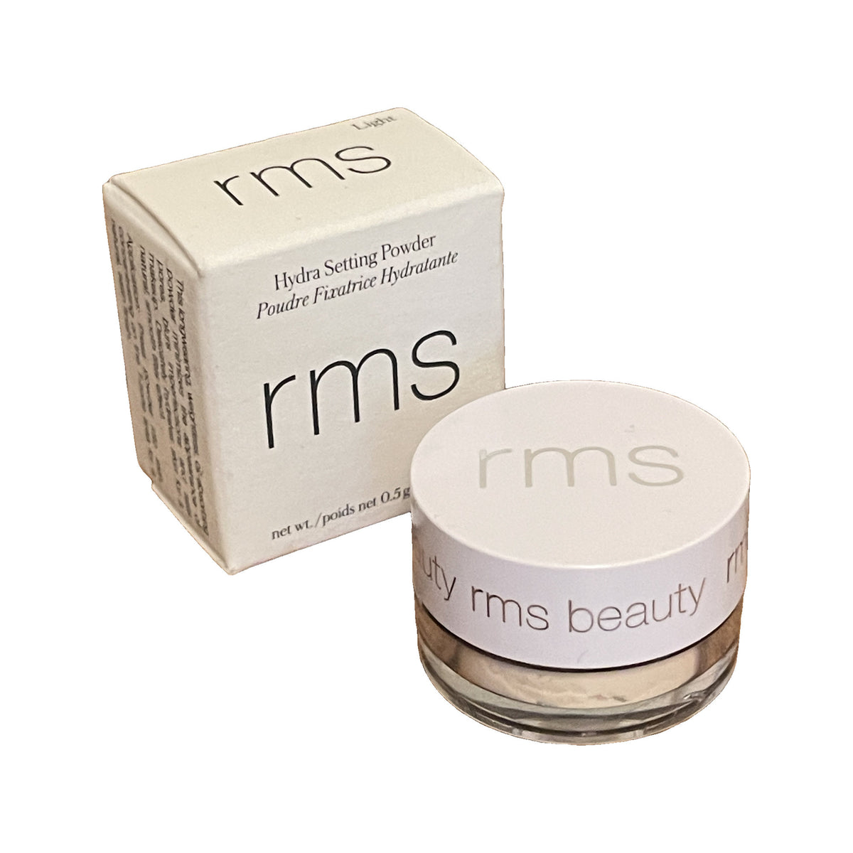 RMS Beauty Hydra Setting Powder Light 0,5 g Gratisprobe – Tiegel mit Verpackung