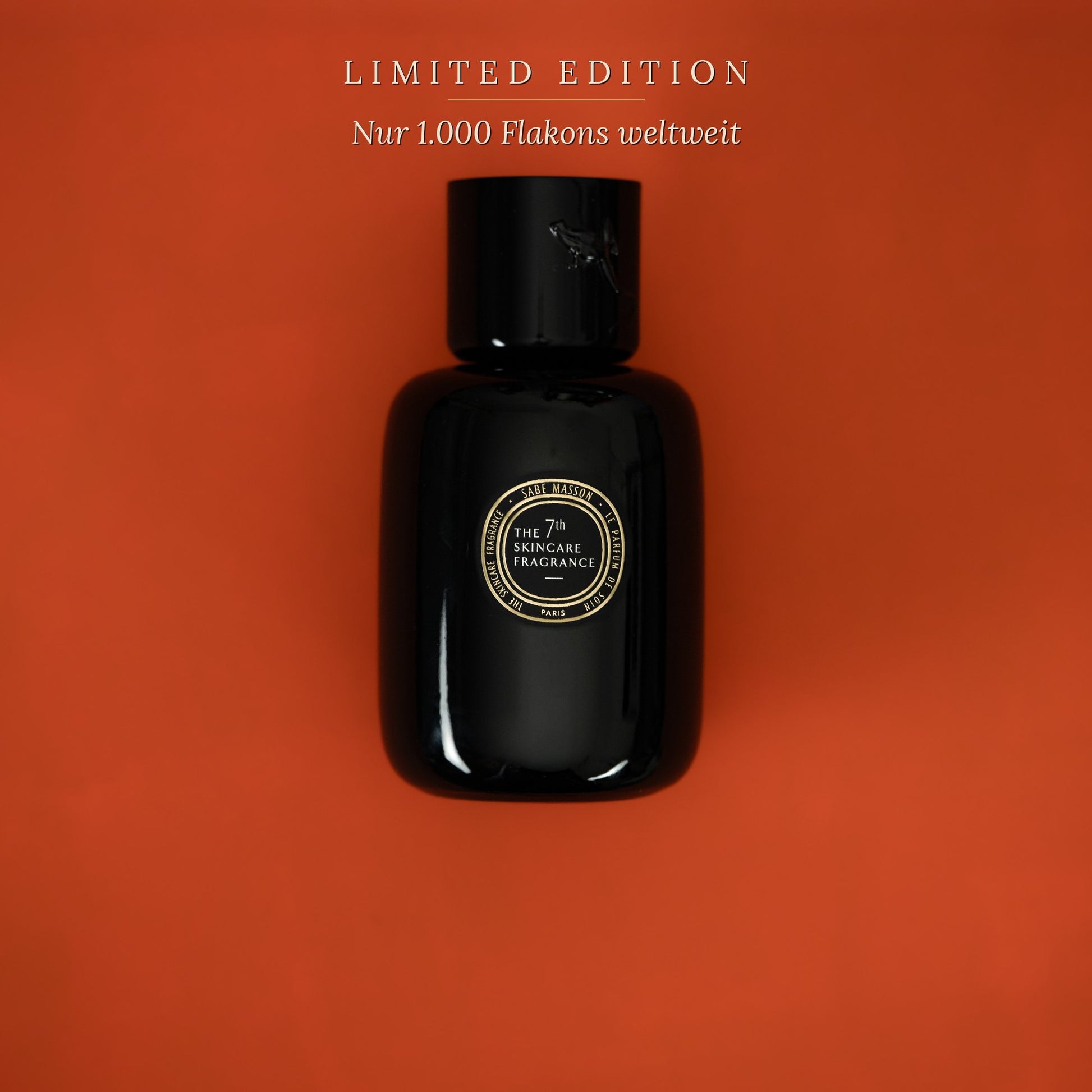 Sabé Masson The 7th Skincare Fragrance – schwarzer Flakon mit goldenem Siegel, Hinweis „Limited Edition – nur 1.000 Flakons weltweit