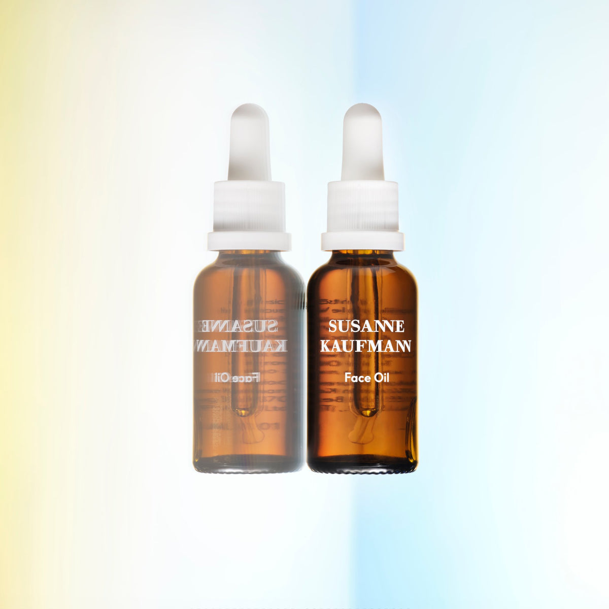 Susanne Kaufmann Face Oil / Gesichtsöl, 30ml – Vorder- und Rückseite der Flasche