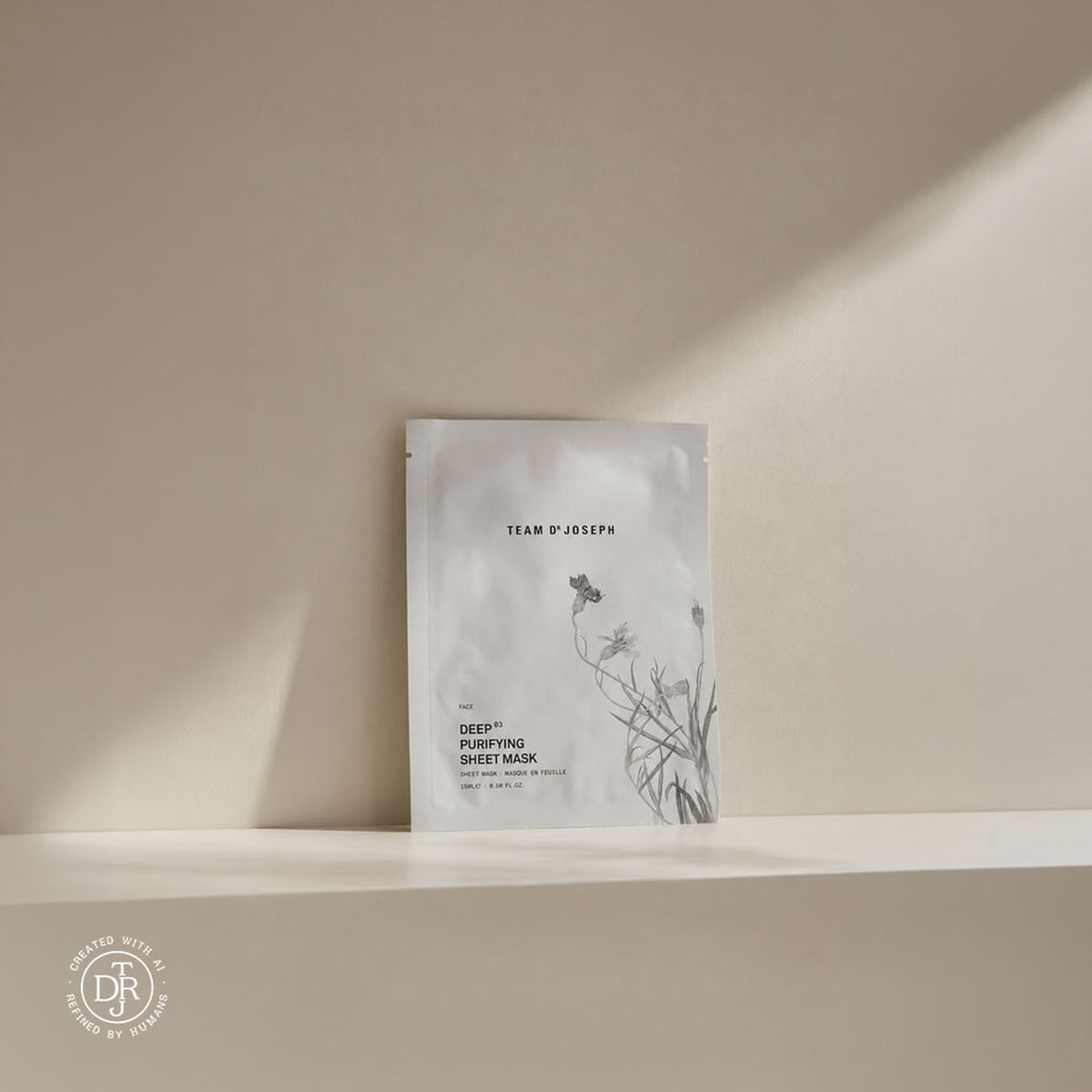 TEAM DR JOSEPH Deep Purifying Cellulose Face Mask / Gesichtsmaske – Maskenbeutel auf hellem Grund