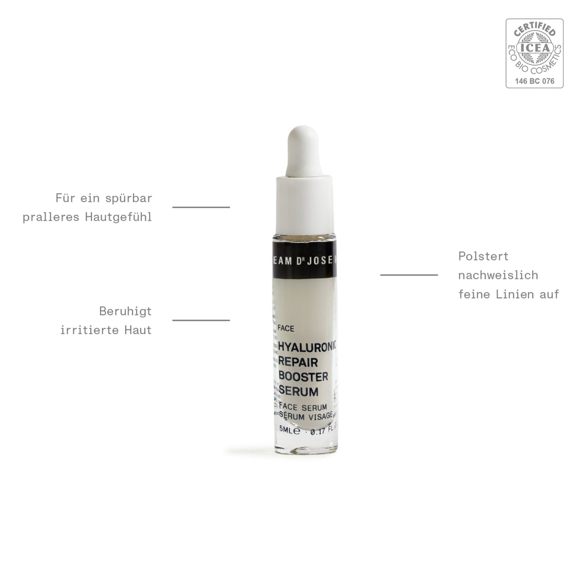 TEAM DR JOSEPH Hyaluronic Repair Booster Serum, 5ml – Reisegröße – Pipettenflakon mit Eigenschaften