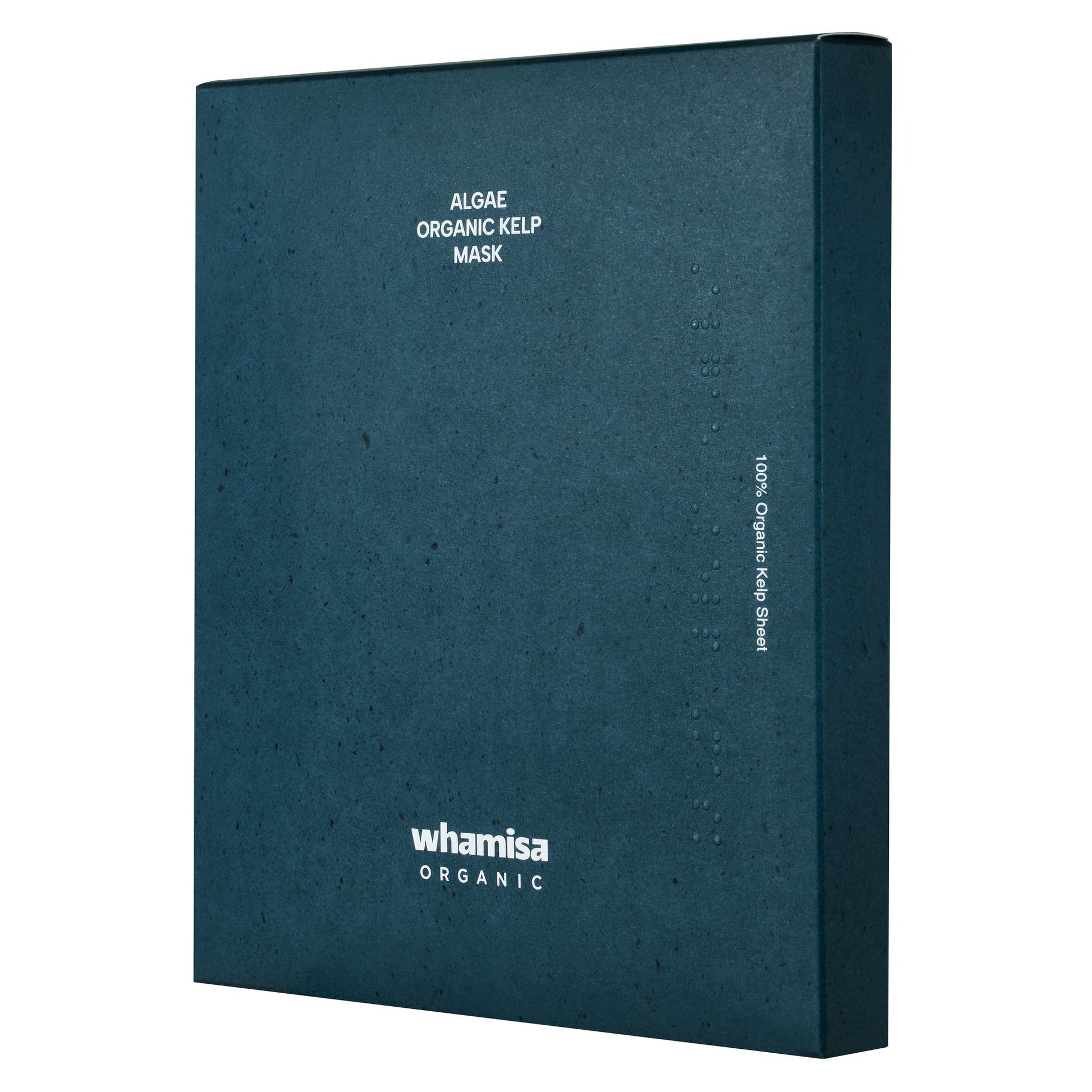 Dunkelblaue Box des Algae Kelp Mask 5er-Sets in Seitenansicht