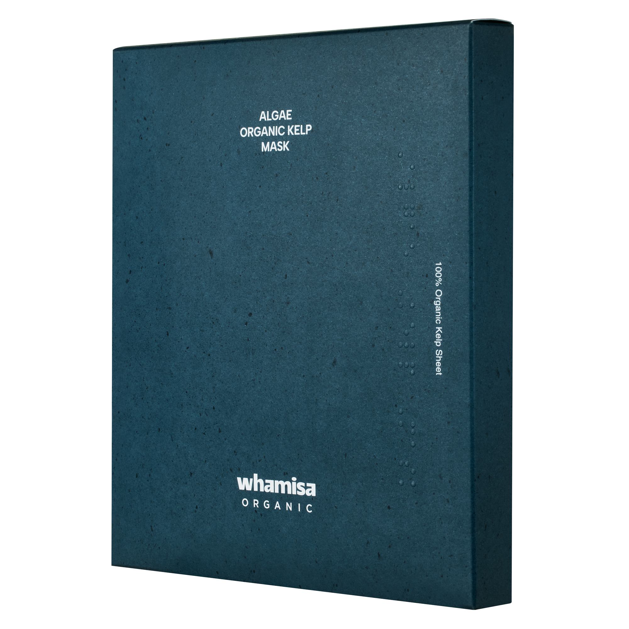 Dunkelblaue Box des Algae Kelp Mask 5er-Sets in Seitenansicht